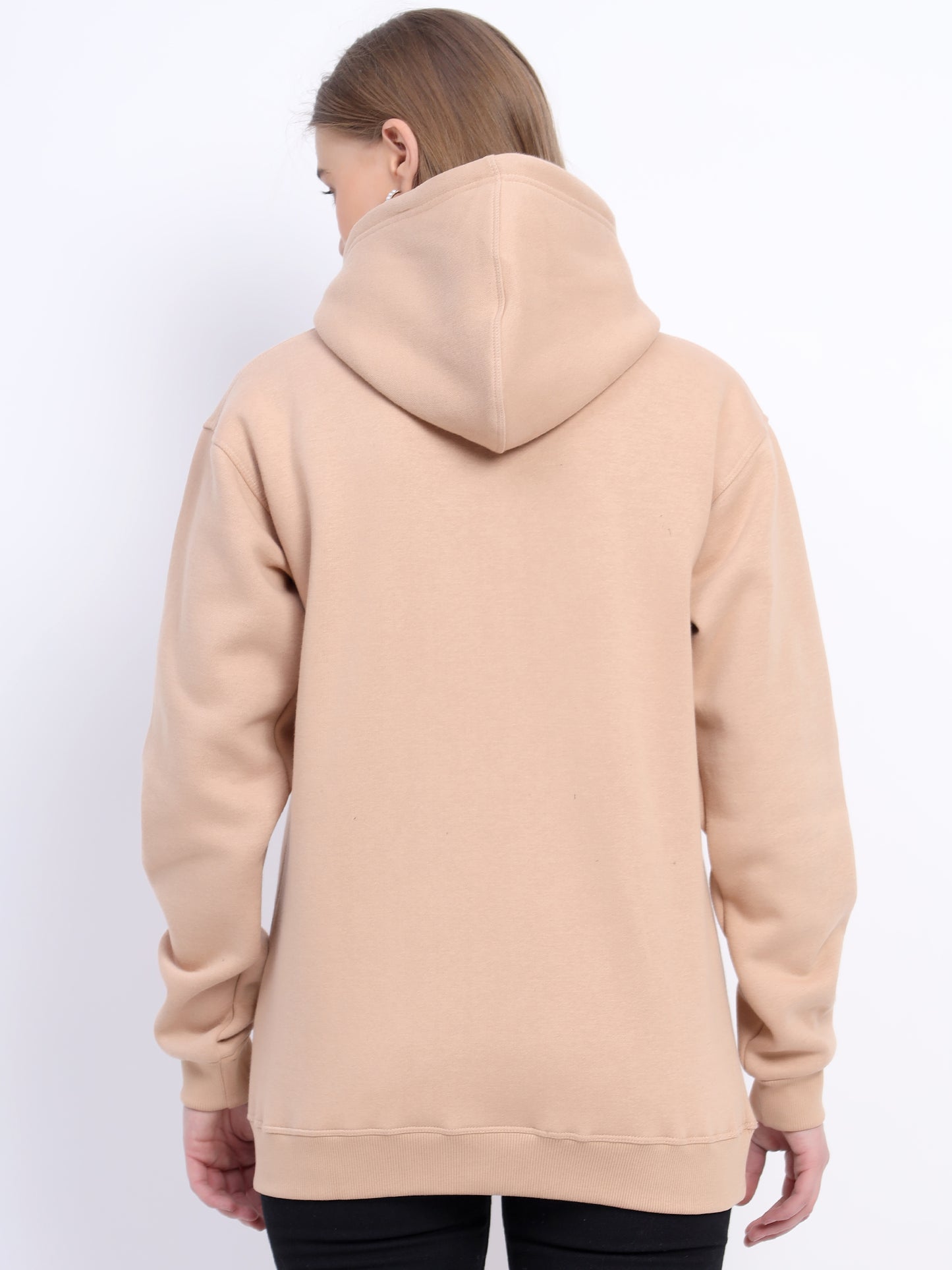 Unisex Solid Beige Hoodie