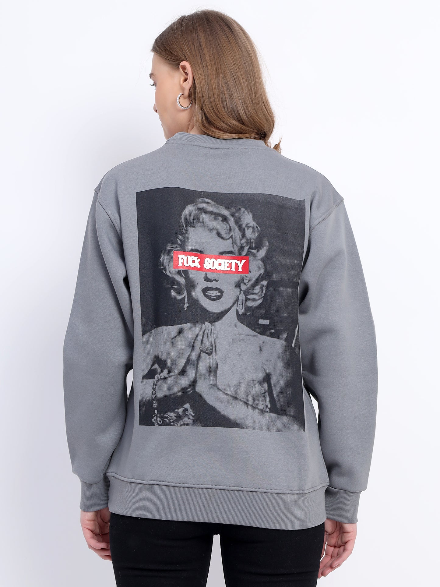 Unisex Grey Printed Sweatshirt