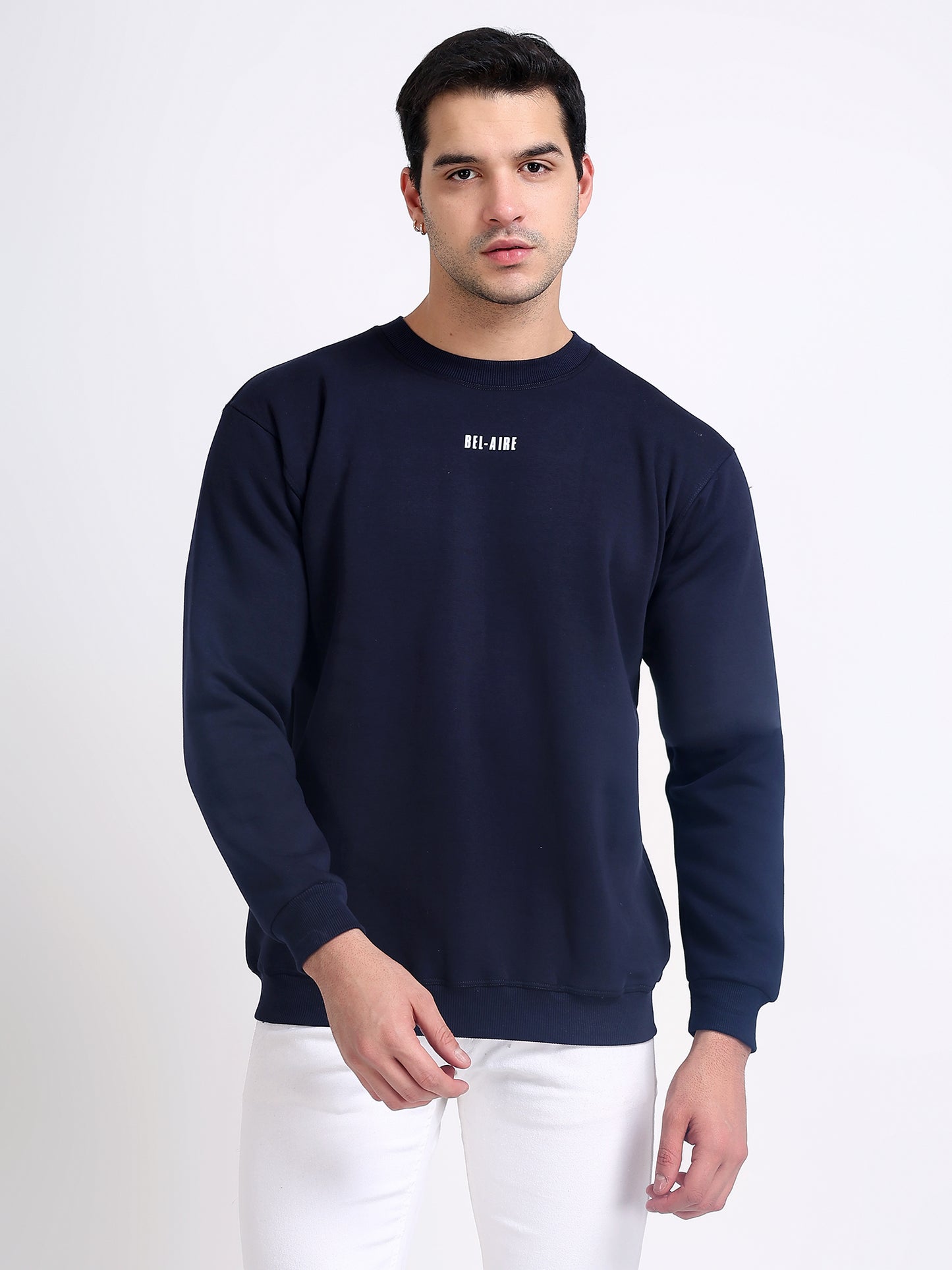 Unisex Sweatshirt Solid Navy Blue