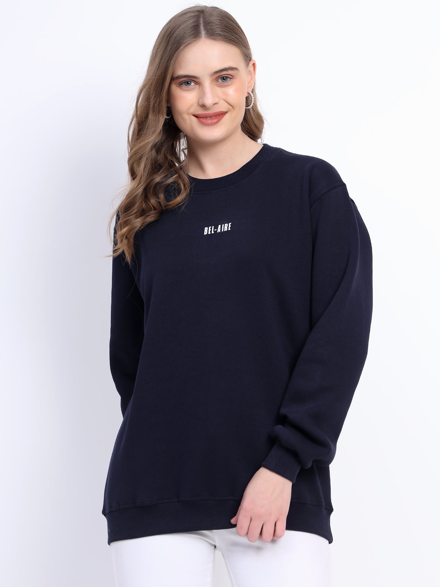 Unisex Sweatshirt Solid Navy Blue