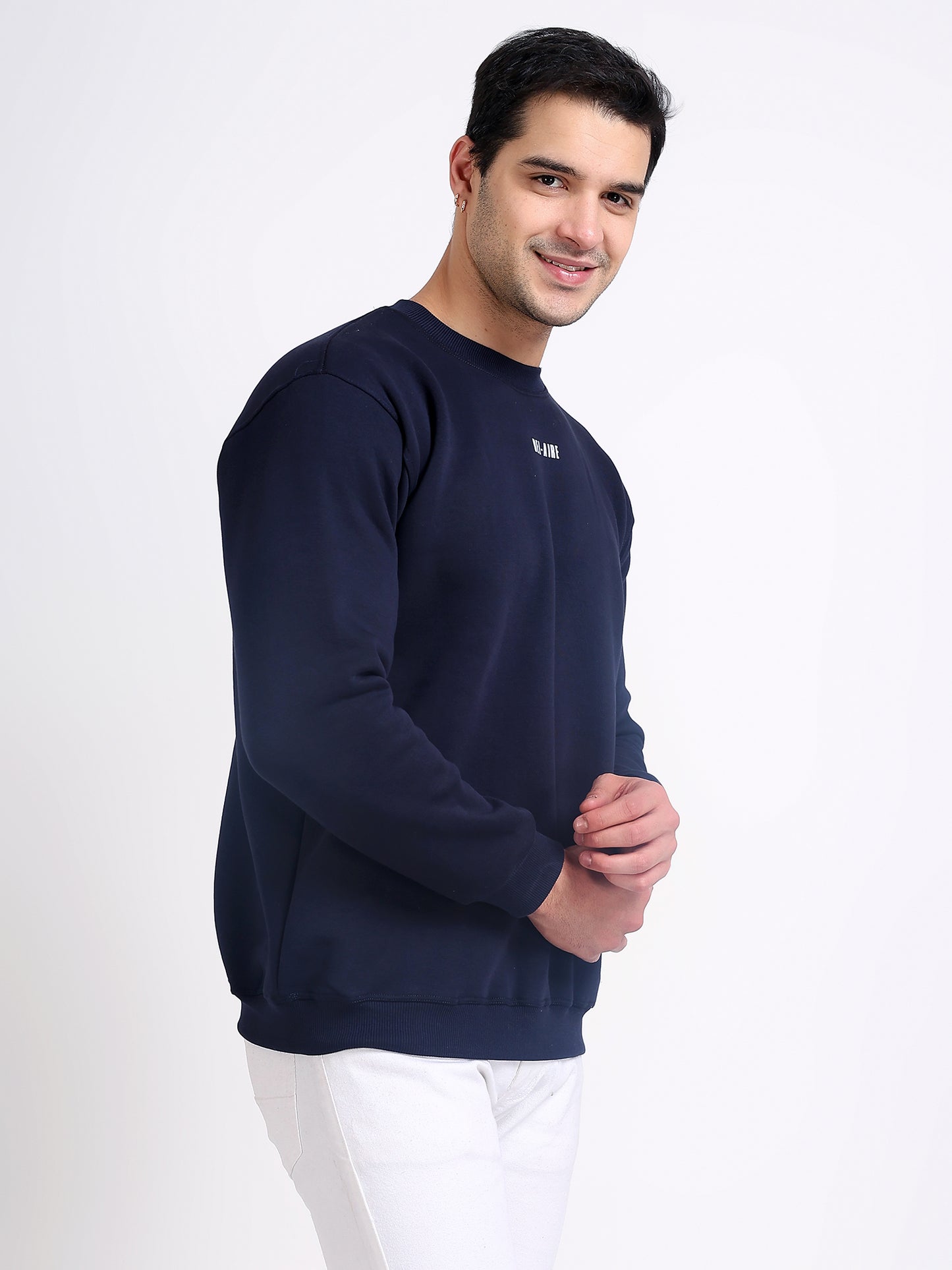 Unisex Sweatshirt Solid Navy Blue