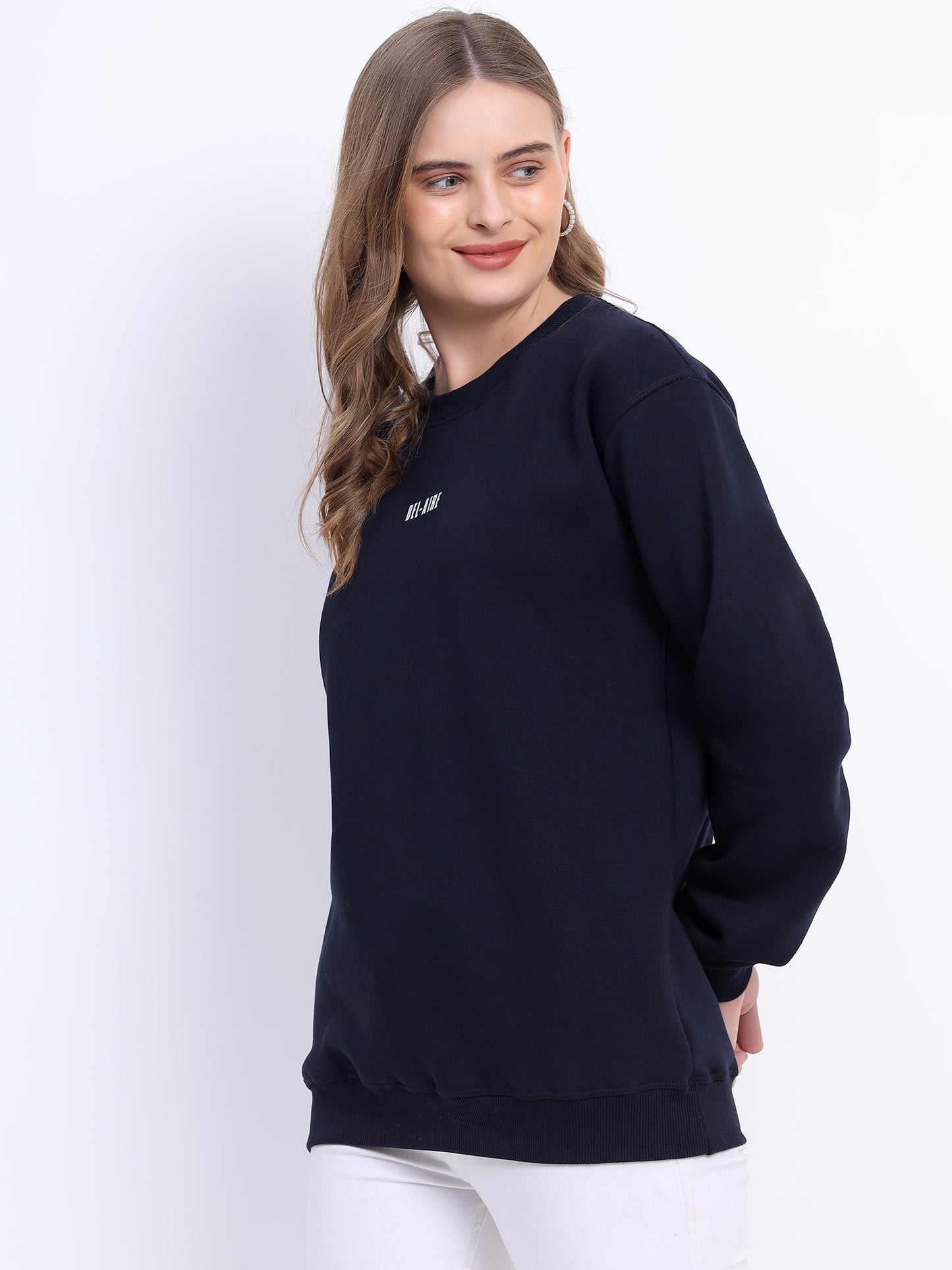 Unisex Sweatshirt Solid Navy Blue