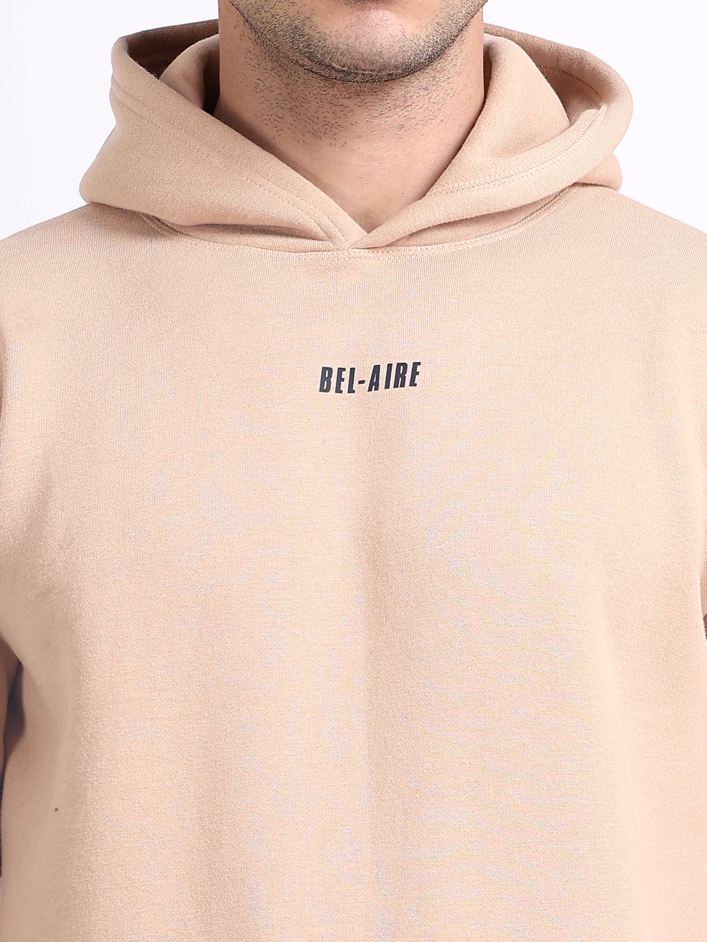 Unisex Solid Beige Hoodie