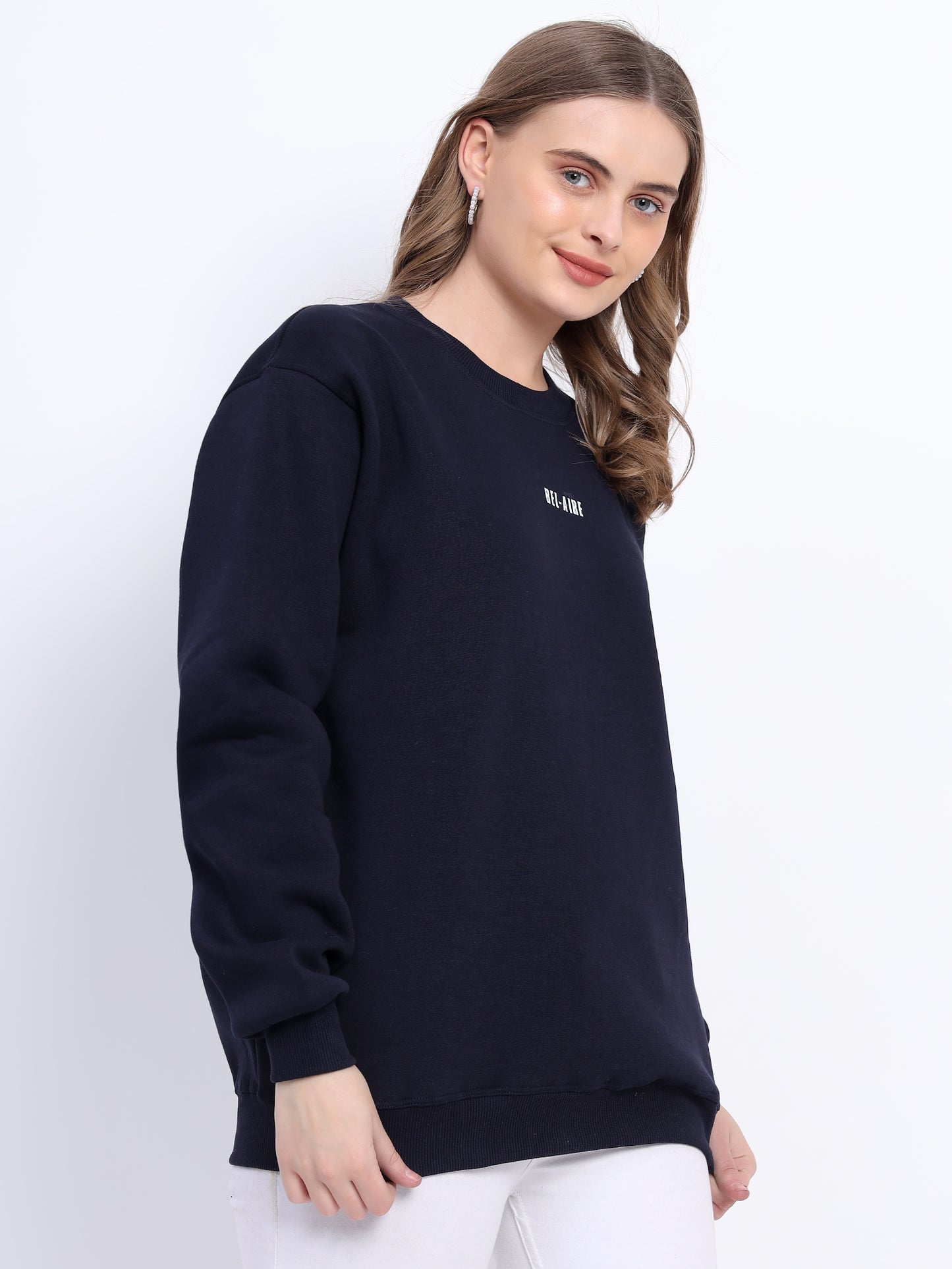 Unisex Sweatshirt Solid Navy Blue