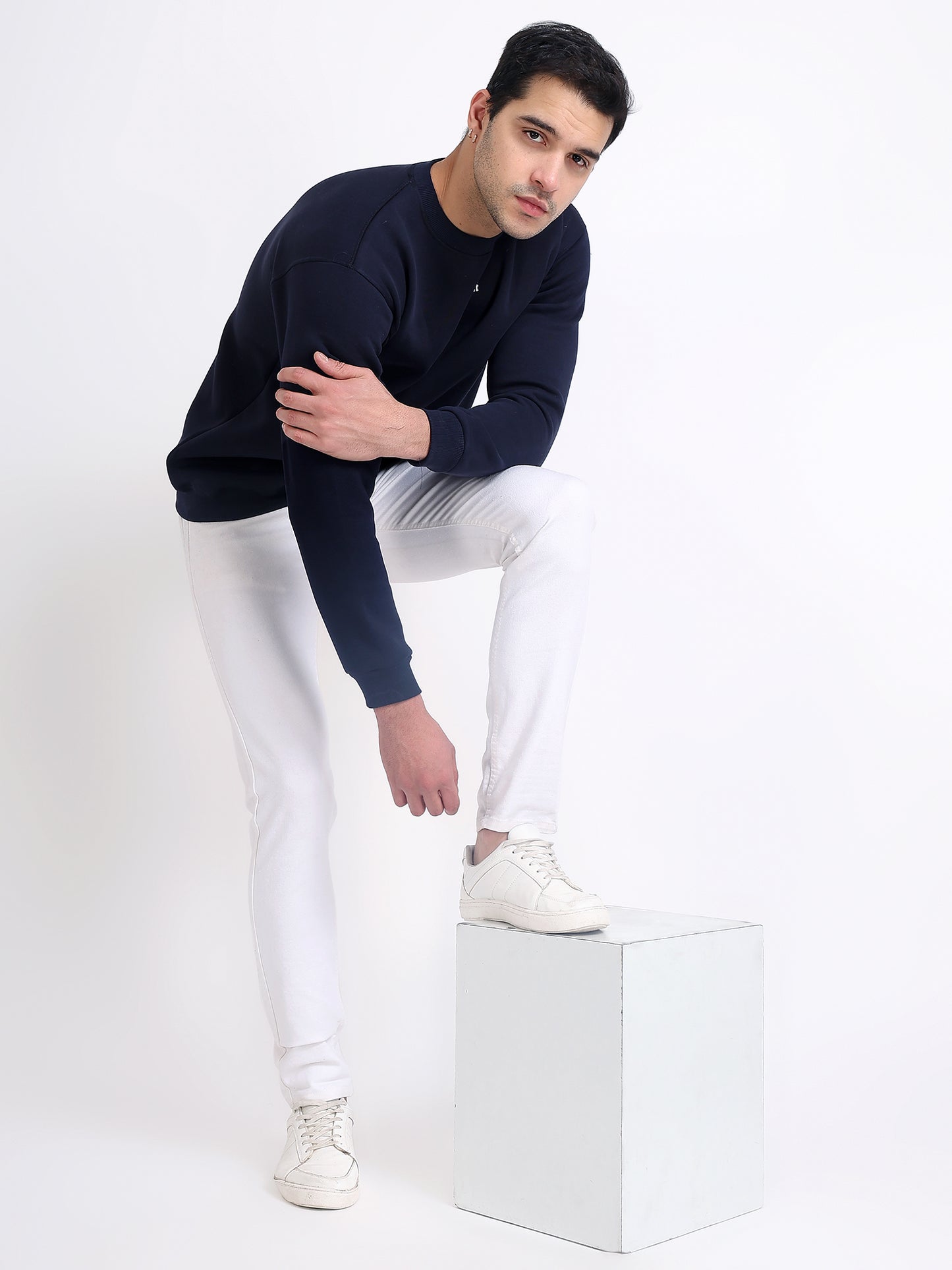 Unisex Sweatshirt Solid Navy Blue