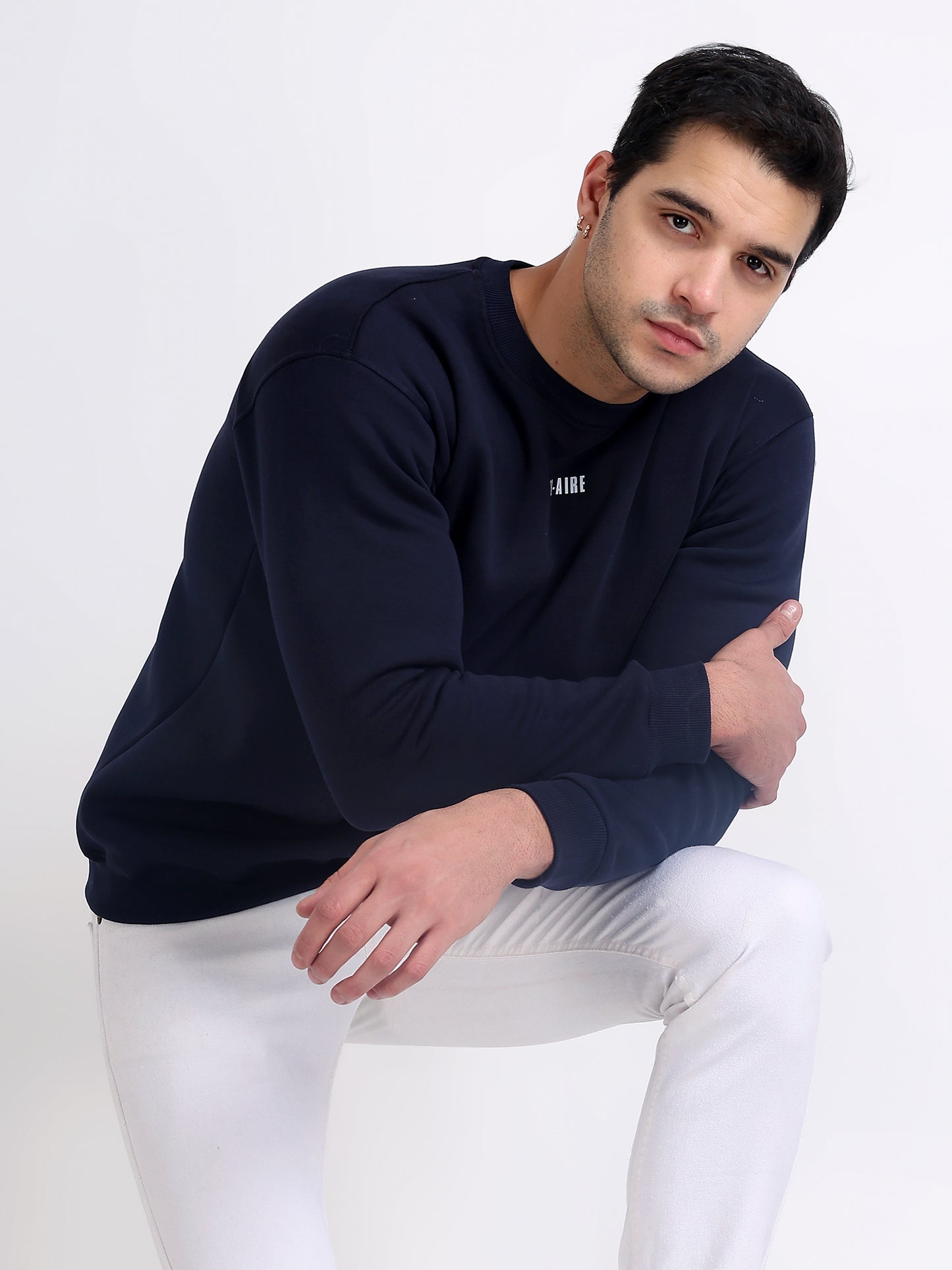 Unisex Sweatshirt Solid Navy Blue
