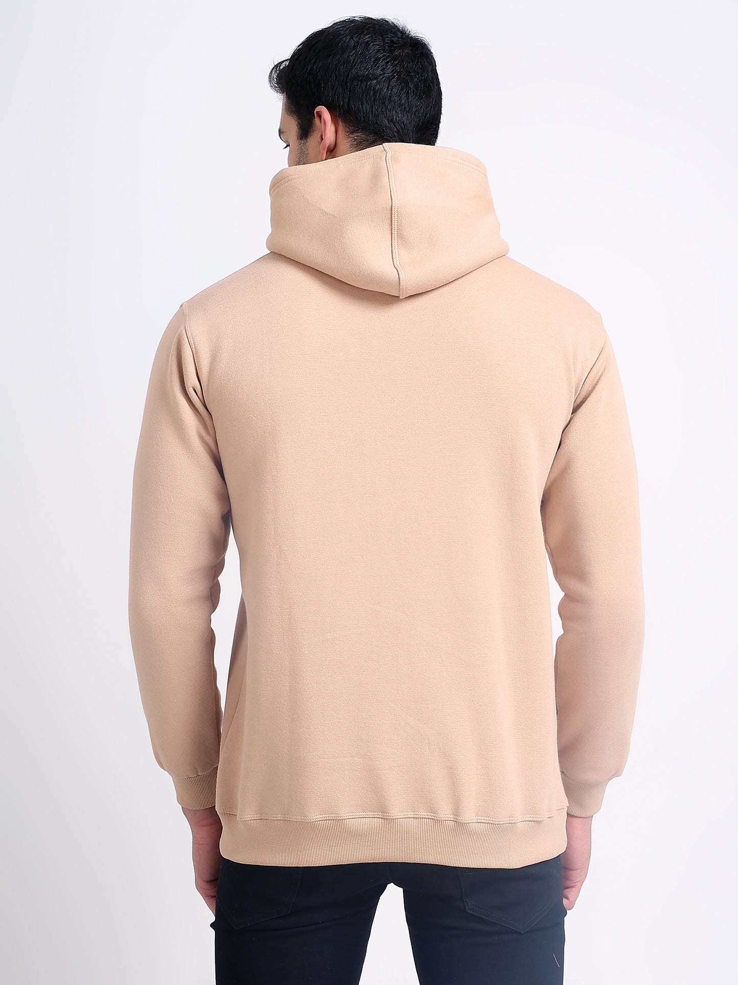 Unisex Solid Beige Hoodie