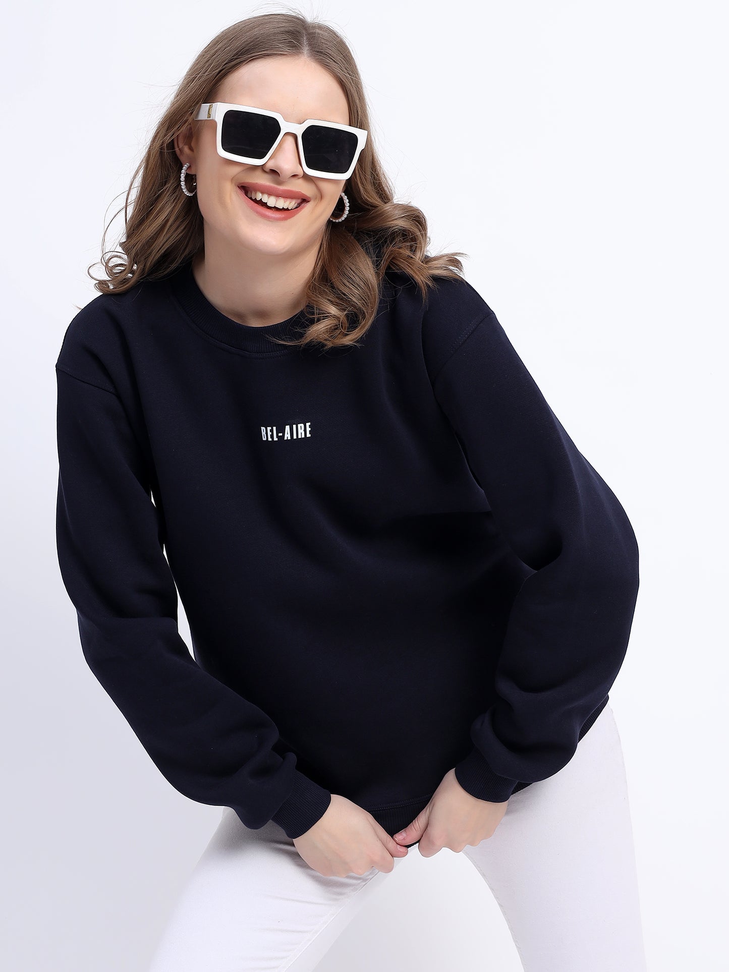 Unisex Sweatshirt Solid Navy Blue