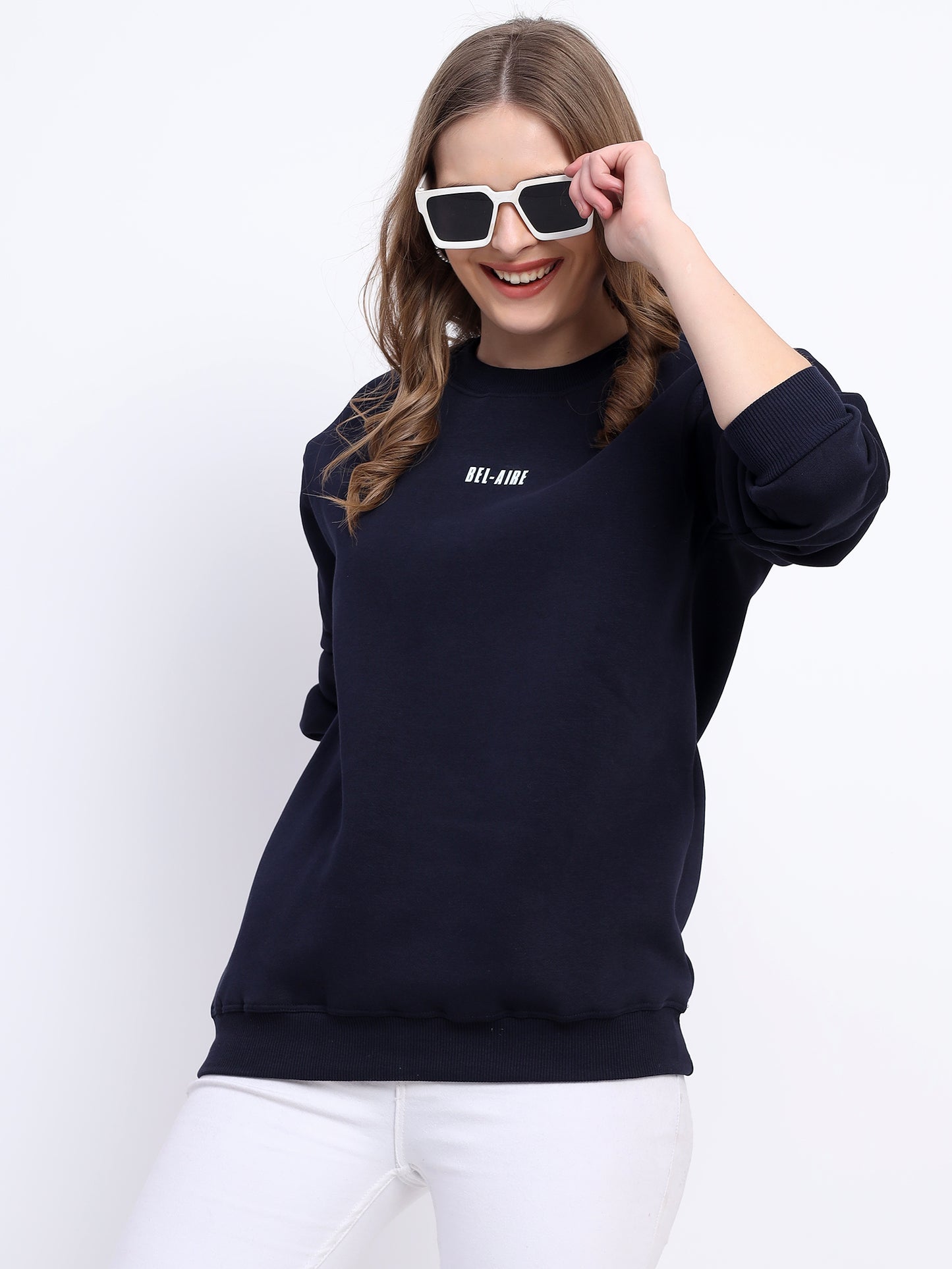 Unisex Sweatshirt Solid Navy Blue