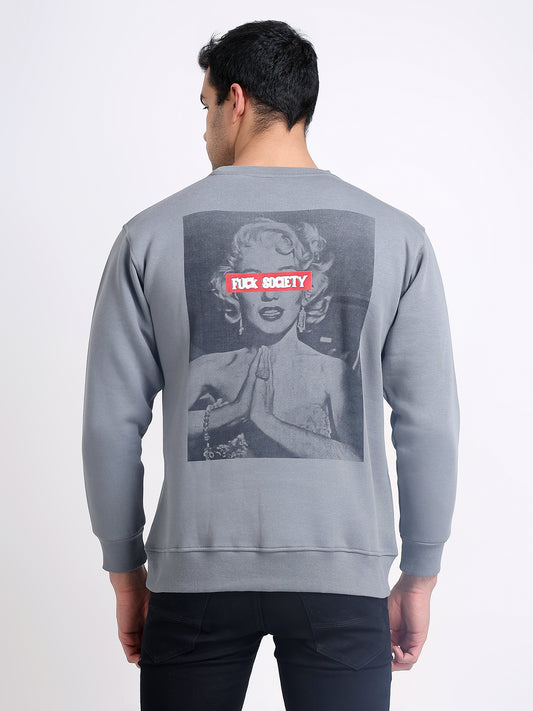 Unisex Grey Printed Sweatshirt